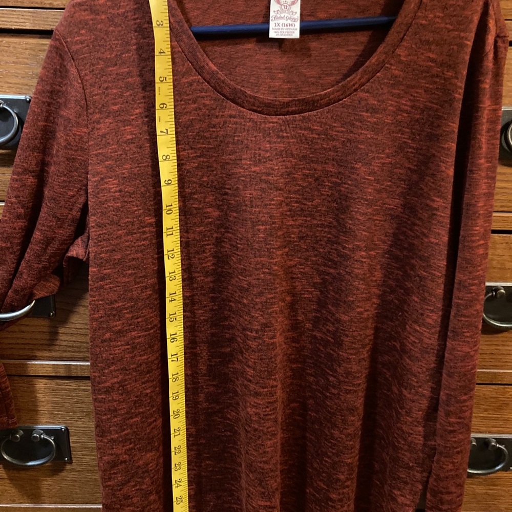 ๐ Faded Glory (1X - 16W) L/S sheer orange tunic - Picture 5 of 11